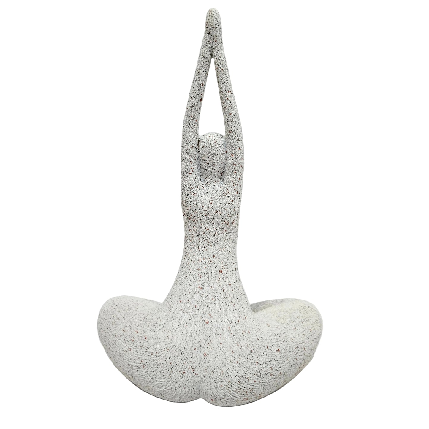 white resin decorative figurine depicts a woman in yoga posture with a speckled texture, suitable for modern home decor