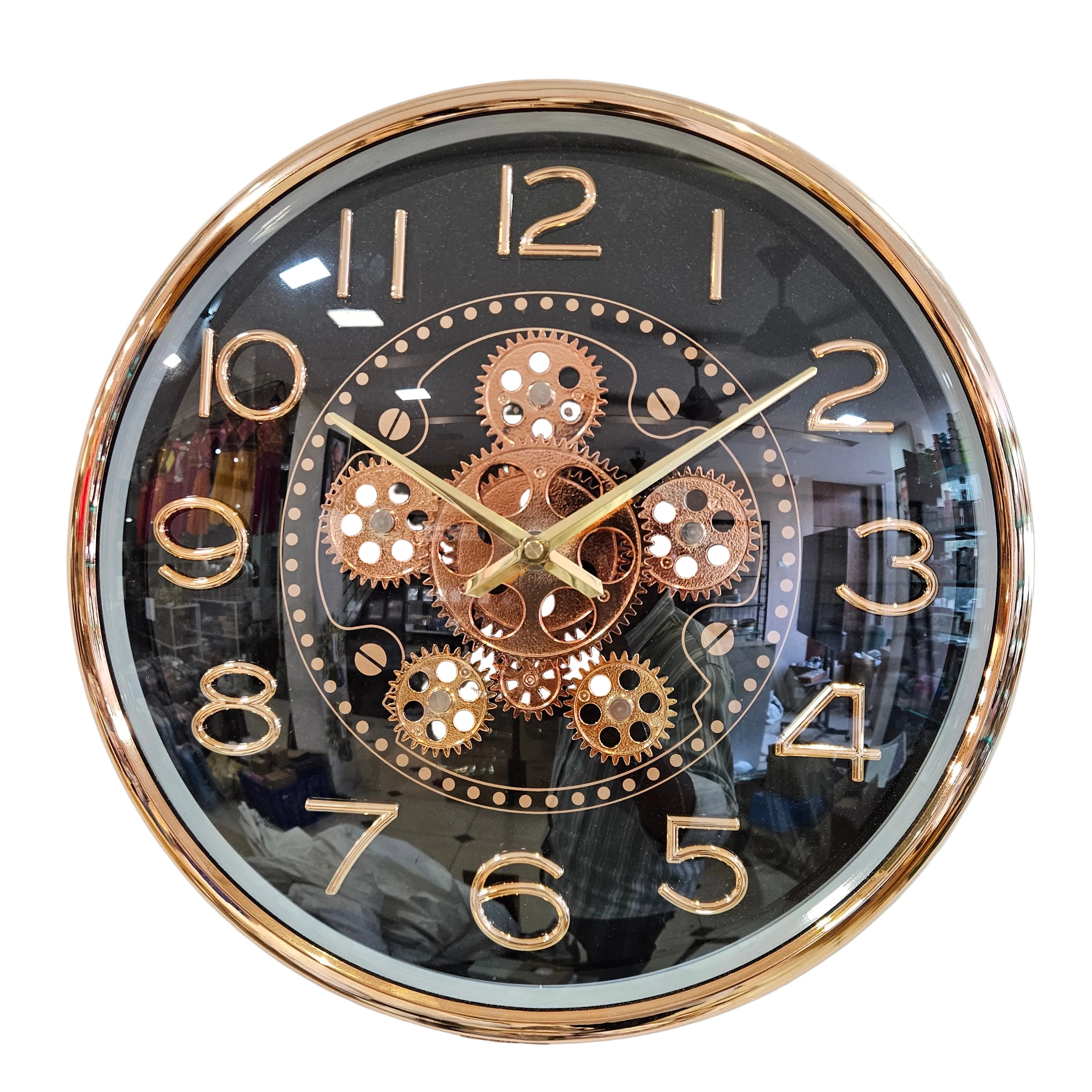 Rotating Gear Wall Clock with Visible Moving Gears Industrial Steampun ...