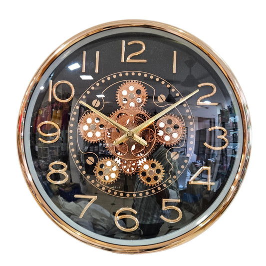 Rotating Gear Wall Clock with Visible Moving Gears Industrial Steampunk Design Decorative Wall Clock for Home & Office