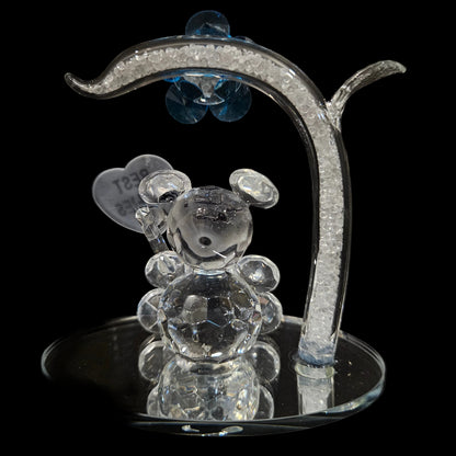 Crystal Bear & Diamond Flower, Desktop Paperweight Decoration for gifting