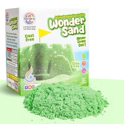 RATNA'S Wonder Sand 500g Smooth Sand for Kids with One Big Mould (Without Tray) Non-Sticky, Easy-to-Shape Sand for Creative Play