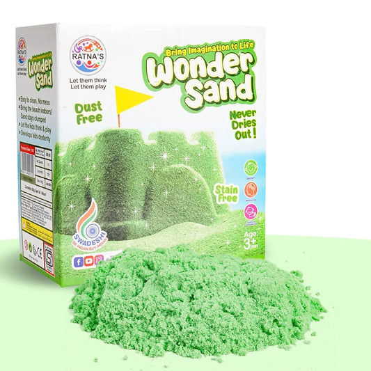 RATNA'S Wonder Sand 500g Smooth Sand for Kids with One Big Mould (Without Tray) Non-Sticky, Easy-to-Shape Sand for Creative Play