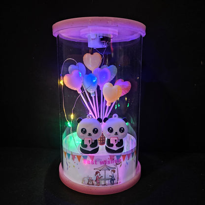 Panda couple best wishes lighting Balloons in a glass capsule perfect for couple gifting