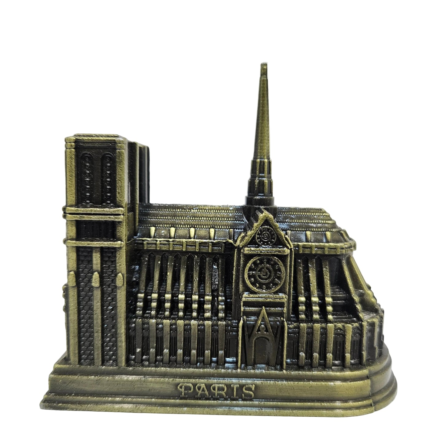 Antique Finish Notre Dame De Paris Souvenir Metal Miniature Showpiece Figurine
