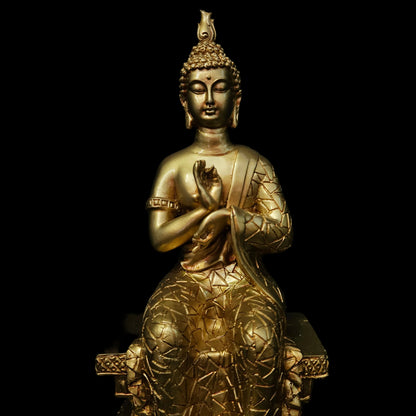 Meditating Golden Buddha Vastu Showpiece Statue Idols for Home Living Room, Office Decor or Gifting