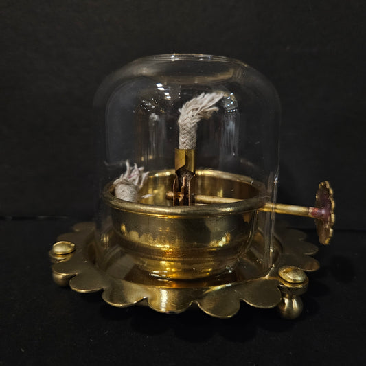 Oil Lamp with Gold Base,Decorative Candle Holder Akhand Jyoti Oil Diya with Clear Glass Cover | Rotating Lifting Wick | Perfect for Spiritual Decor, Hindu Rituals, Diwali Festive Gifts