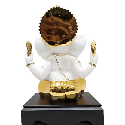 Premium Polyresin Ganesha Murti Metallic Gold & Marble Finish Ganpati Idol for Home Temple, Vastu Decor & Festive Gifting