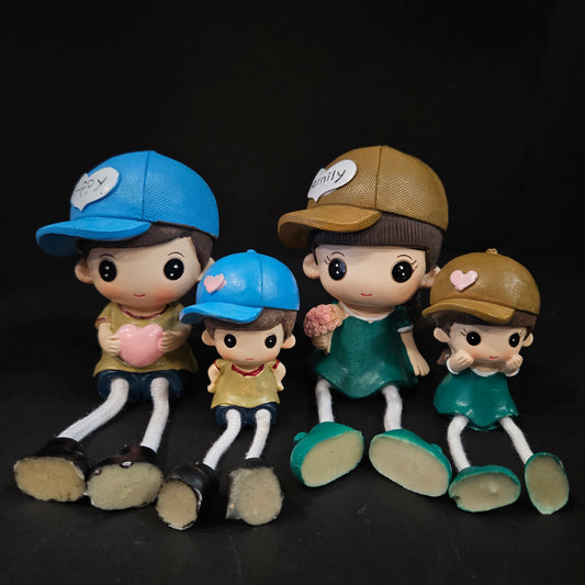 Cartoon Resin Outseam 4pieces set family Hanging Feet Doll Home Wall Decoration