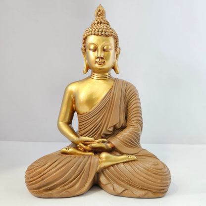Sitting Buddha Statue Idol Buddha Figure Gold Foli Work Resin Made Light Weight Statue Perfect Home decor