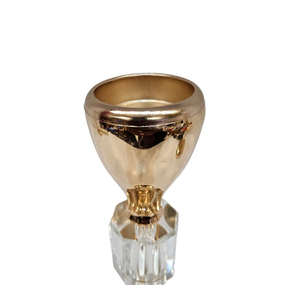 Metal and crystal candle holder 3pcs set features a polished gold finish and faceted glass accents candle Holder's