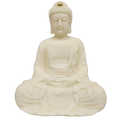 White Resin Buddha showpiece, Premium Resin Made Table Top Home Decor for Living Room and Gifting