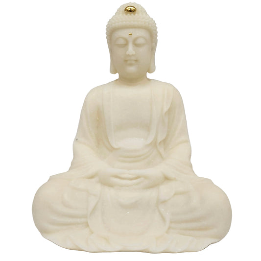 White Resin Buddha showpiece, Premium Resin Made Table Top Home Decor for Living Room and Gifting