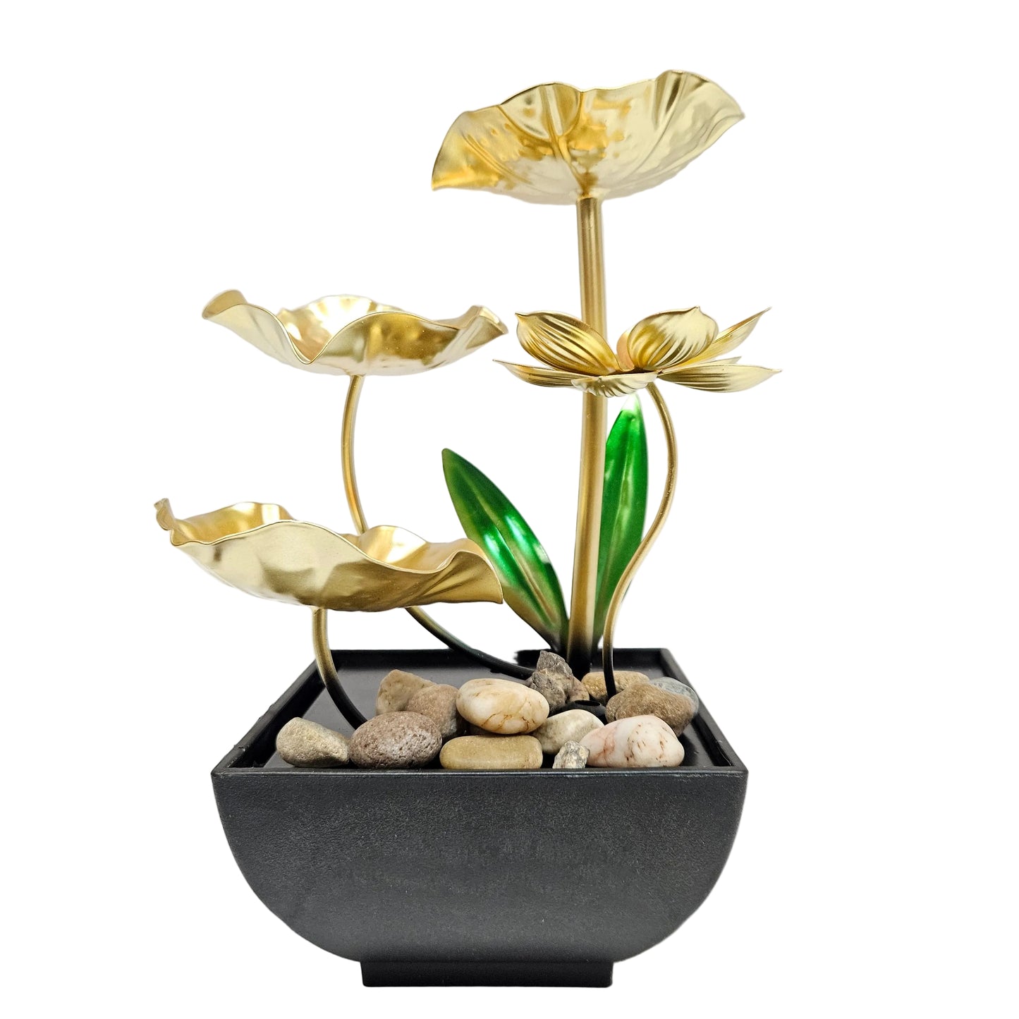 Gold Tabletop Water Fountain, Desktop Waterfall, Indoor Lotus Desktop Decorative Fountain