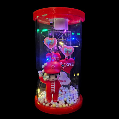 Best wishes lighting in a glass capsule with heart Shapes perfect for couple gifting