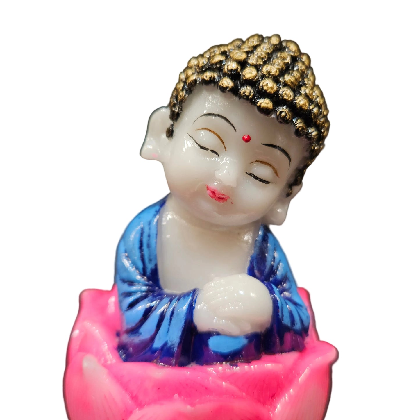 Cute Buddha Monk in lotus flower Showpiece Figurine for Home Decor