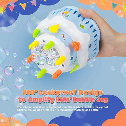 Birthday Cake Bubble Machine for Kids Outdoor Play Blue