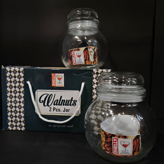 Shelly Glassware Walnuts 2pieces Glass Jar set