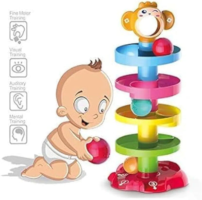 Roll Ball best for early Education Rolling and Swirling Ramp Drop Toy for Kids | 5 Layers | 4 Balls. - (Multicolour).