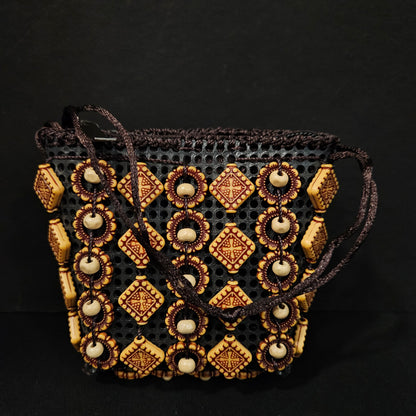 Coconut Shells Beads Sling bag for Women | Elegent 1 Zip Sling bag | Handmade Crossbody Bags Long Strap Purse