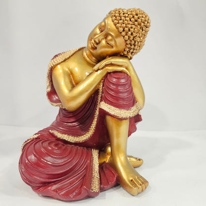 Sitting Buddha Statue Idol Buddha Figure Gold Foli Work Resin Made Light Weight Statue Perfect Home decor