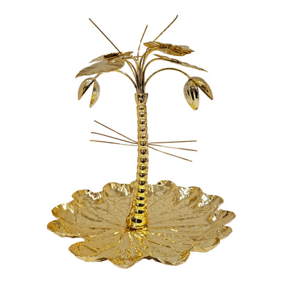 Golden metal tree decorative tray/showpiece, which is commonly used as a catering presentation platter