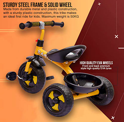 Panda topaz tricycle with backrest,storage Basket on back & cushion seat for comfortable experience