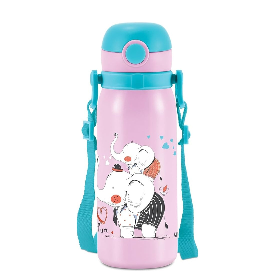 Milton Thermosteel Companion 450 Insulated Inner Stainless Steel Water Bottle with Spout Lid, 1 Piece, 435 ml, Pink| Easy Grip | Leak Proof | Hot or Cold | School | Travel Bottle