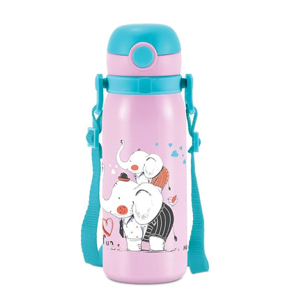Milton Thermosteel Companion 450 Insulated Inner Stainless Steel Water Bottle with Spout Lid, 1 Piece, 435 ml, Pink| Easy Grip | Leak Proof | Hot or Cold | School | Travel Bottle