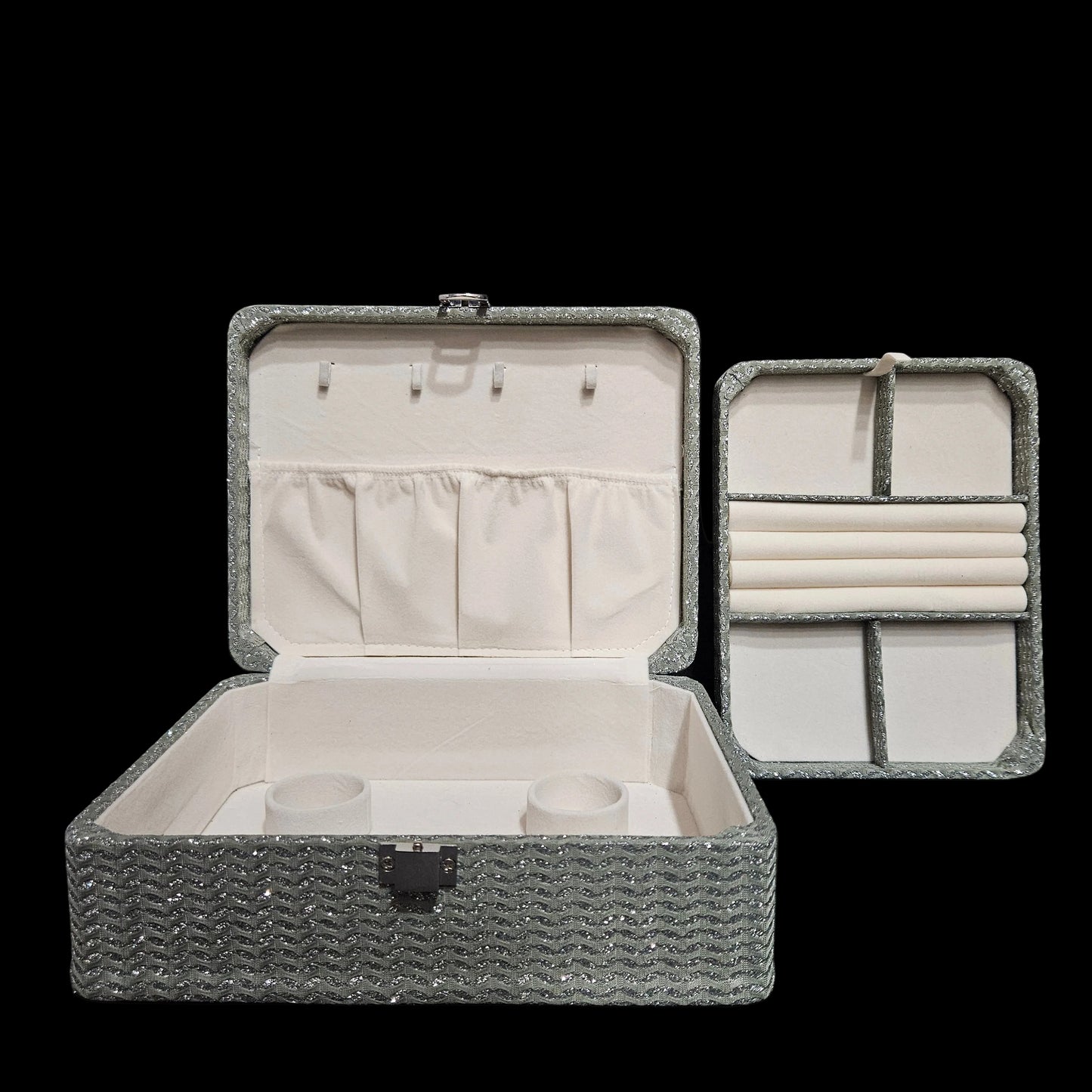 Decorative Jewelry Storage Box Wooden Case with Linen Covered Treasure Chest for Women Gift Photo Organizer with Box Home Decor