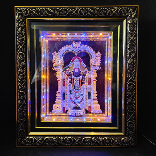 Tirupati Balaji decorated with attractive stones,slokam & multi colour lighting Cabin idol perfect for Marriage gifting,house warming