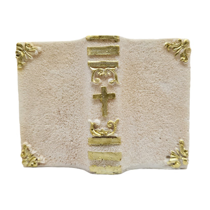 Holy Family Nativity Scene Bible Book Shaped Figurine, Resin, Gold and Beige, Religious DecorHoly Family Nativity Scene Bible Book Shaped Figurine, Resin, Gold and Religious Decor