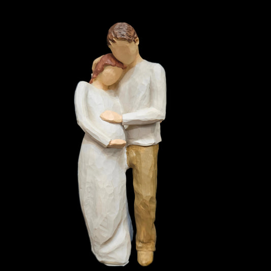 Romantic Couple Showpiece Statue – Hand-Carved Stone Finish Love Figurine for Home Decor | Premium Couple Sculpture for Anniversary, Wedding Gift, Valentine Gift(pregnant)