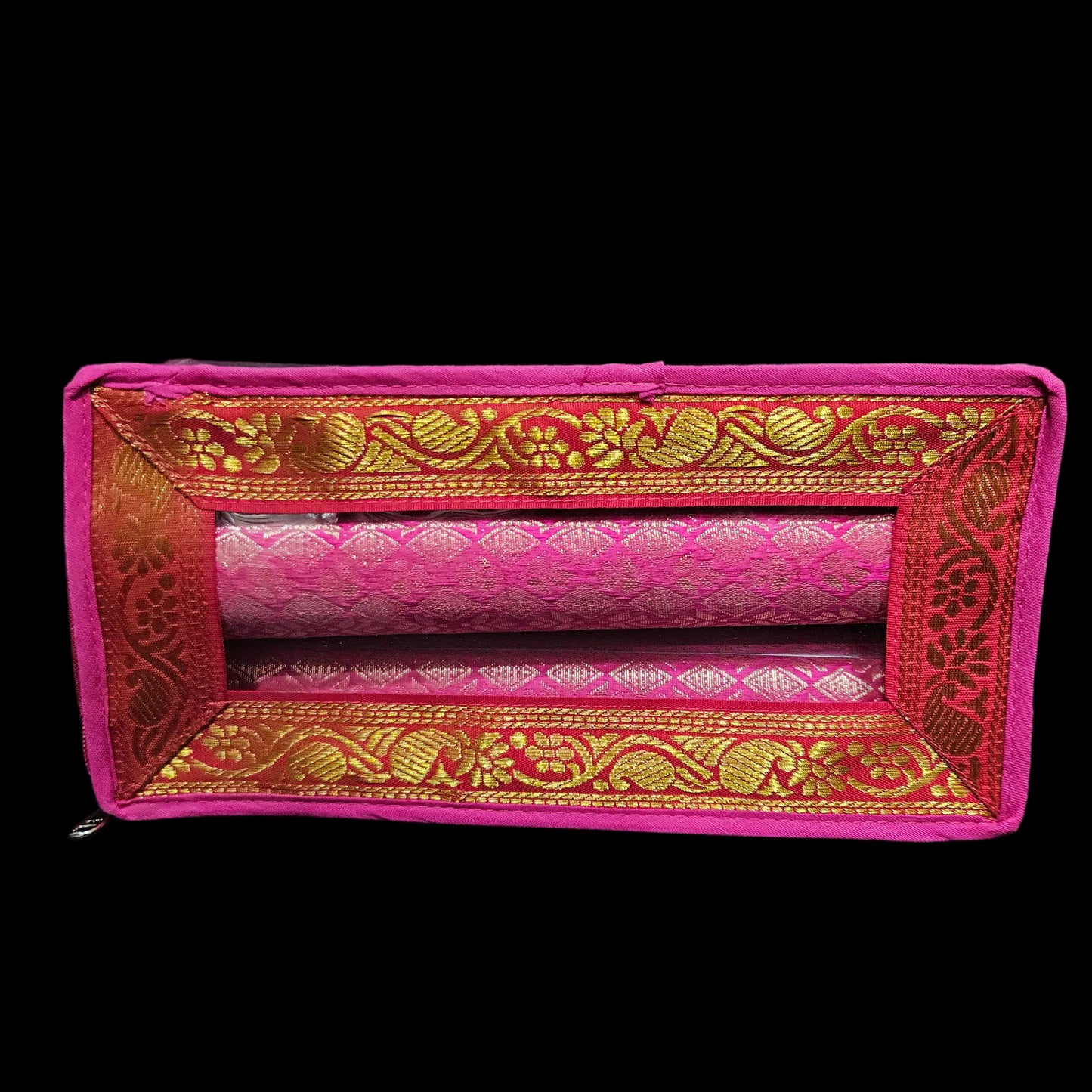 Bangle Box for Women – Brocade Hardboard 2Rod Bangles Storage Organizer with Transparent Jewellery Organizer Case
