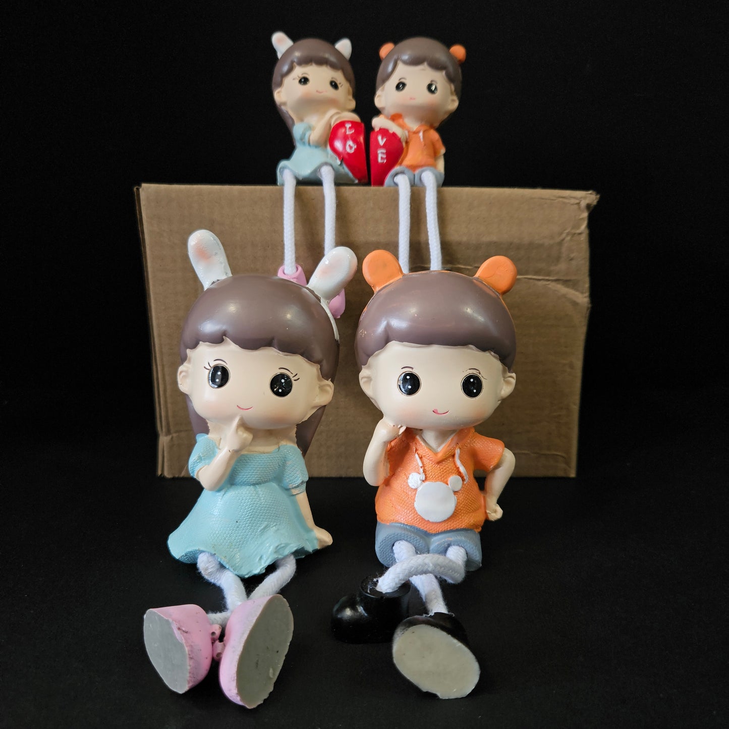 Cartoon Resin Outseam 4pieces set Dolls Hanging Feet Doll Home Wall Decoration