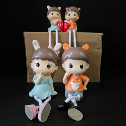 Cartoon Resin Outseam 4pieces set Dolls Hanging Feet Doll Home Wall Decoration