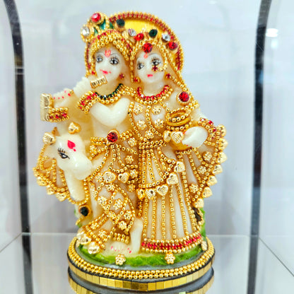 Radha Krishna 24 carat Gold Plated Cabin Idol for Pooja Room & Home Decor