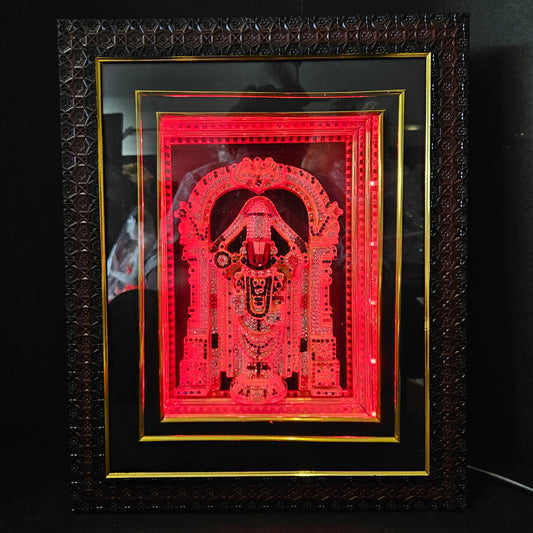 Tirupati Balaji decorated with attractive stones,slokam & multi colour lighting Cabin idol perfect for Marriage gifting,house warming