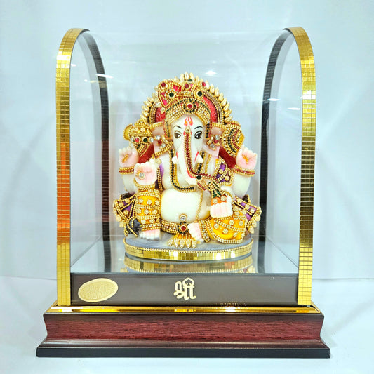 Lord Ganesha 24carats gold Plated Cabin Idol for Home Decor & Lord Ganpati Bappa Showpiece