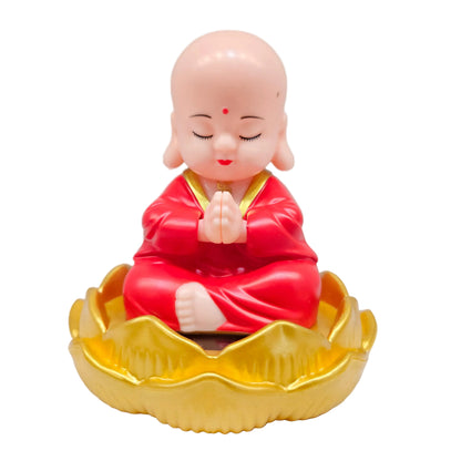 Solar Little Monk, Outstanding Gift Nod and Swing Monk Display Excellent Workmanship Cute Decoration with Solar Light Receiving Panel for Car Dashboard