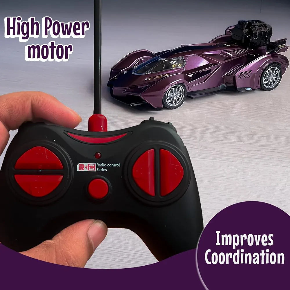 Remote Control Spray Racing Car High-Speed Battery-Powered RC Stunt Vehicle, Stylish Super Sports Car, Toy for Boys & Girls Ages Above 3 years old