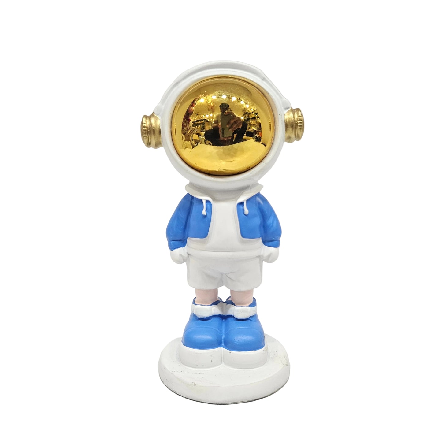 Astronaut Statue Sculpture Spaceman Decor,Resin Home Decor Sculpture with Golden Balloon,Arts Gold Shelf Decoration