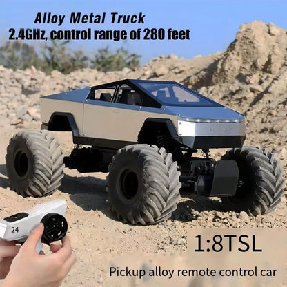 Cybertruck RC Cars Alloy Truck Metal Big Remote Control Car 2.4 GHz 36KPH -4WD All Terrain RTR Trucks Aluminum Shock Climbing 45°angles Sound&Light Effect with 70-Minute Super Long Battery Life