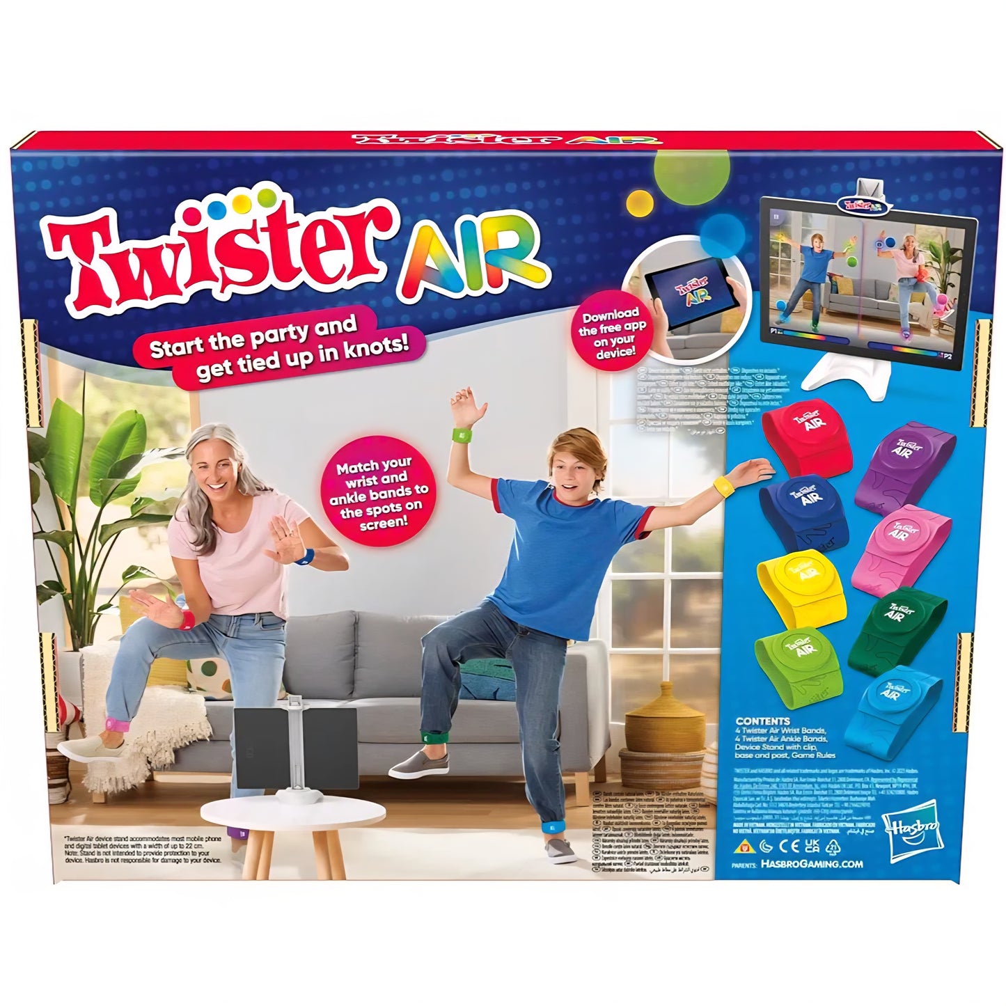 Twister Air Game | AR App Play Game with Wrist and Ankle Bands | Links to Smart Devices | Active Party Games for Kids and Adults | Ages 8+