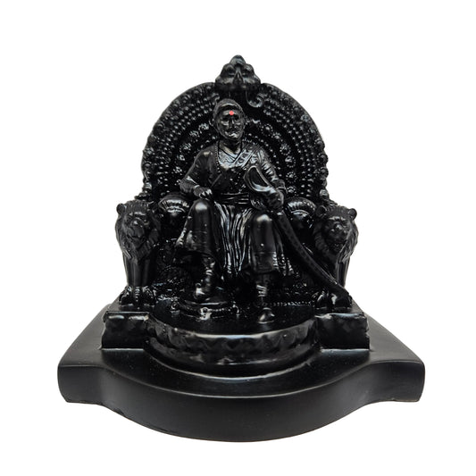 The Legend of Maharashtra Chatrapati Sambhaji Maharaj Murti with Talwar in Matt Black Color for Home Decor