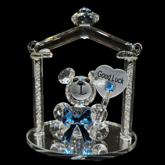 Crystal Bear & Good luck heart Desktop Paperweight Decoration Wedding Favor, Gift for Valentine's Day Mother's Day Christmas Anniversary Birthday Thanksgiving Girls