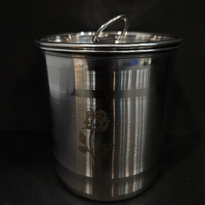 Stainless Steel Round Pop Cron storage box Design & lid perfect for Return gifting purpose