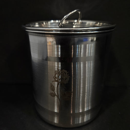 Stainless Steel Round Pop Cron storage box Design & lid perfect for Return gifting purpose