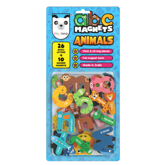 Animals themed Alphabet 26 Small letter + 10 Number magnets with full magnet back