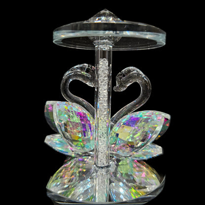 Crystal Glass Love Swans Showpiece Figurine for Home Decor Items