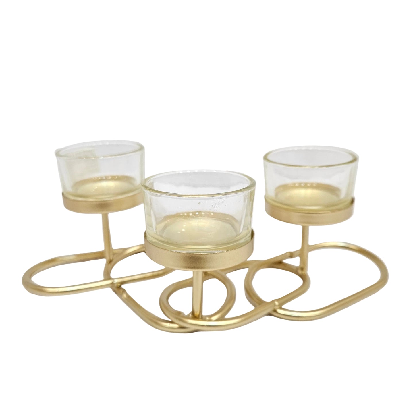 Iron 3 Arch Table Centerpiece Decorations Candle Holder for Weddings,Kitchen, Dining Room, and Coffee Tables, White, Clear glassy Chunky 3 Cups